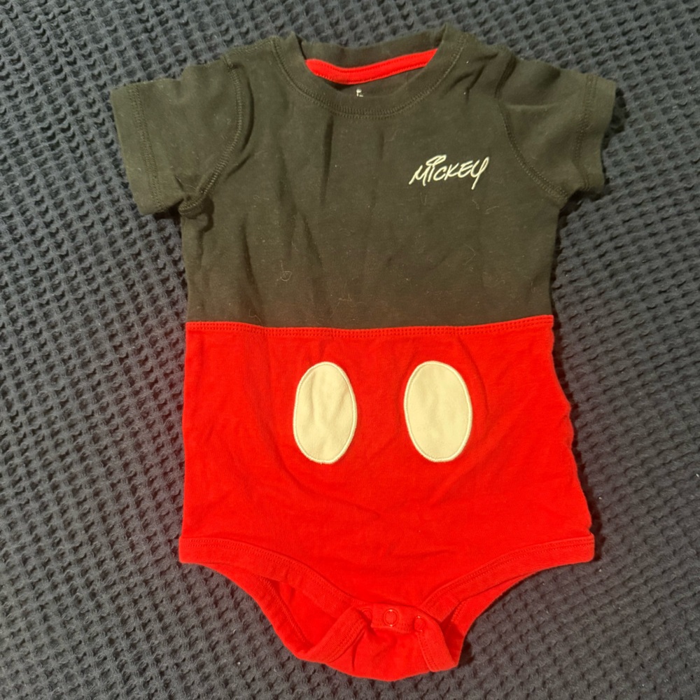 Disney Mickey Mouse Baby Onesie in Black and Red 24m
